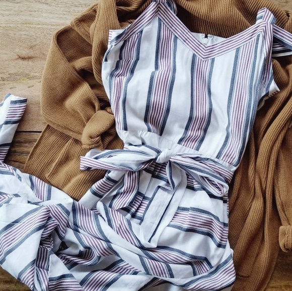 LOFT Striped Ruffle Wrap Dress - Picture 8 of 8